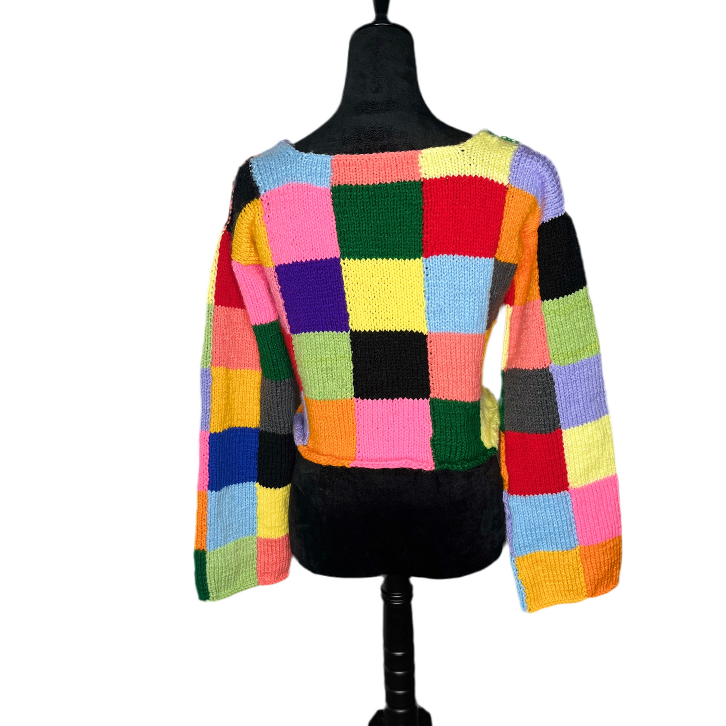 Size Small Handmade Colorful Patchwork Knit Sweater