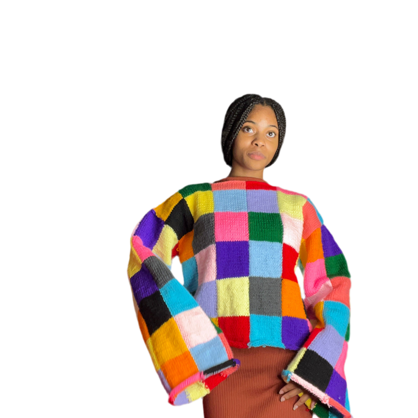 Size Large Multicolor Patchwork Sweater