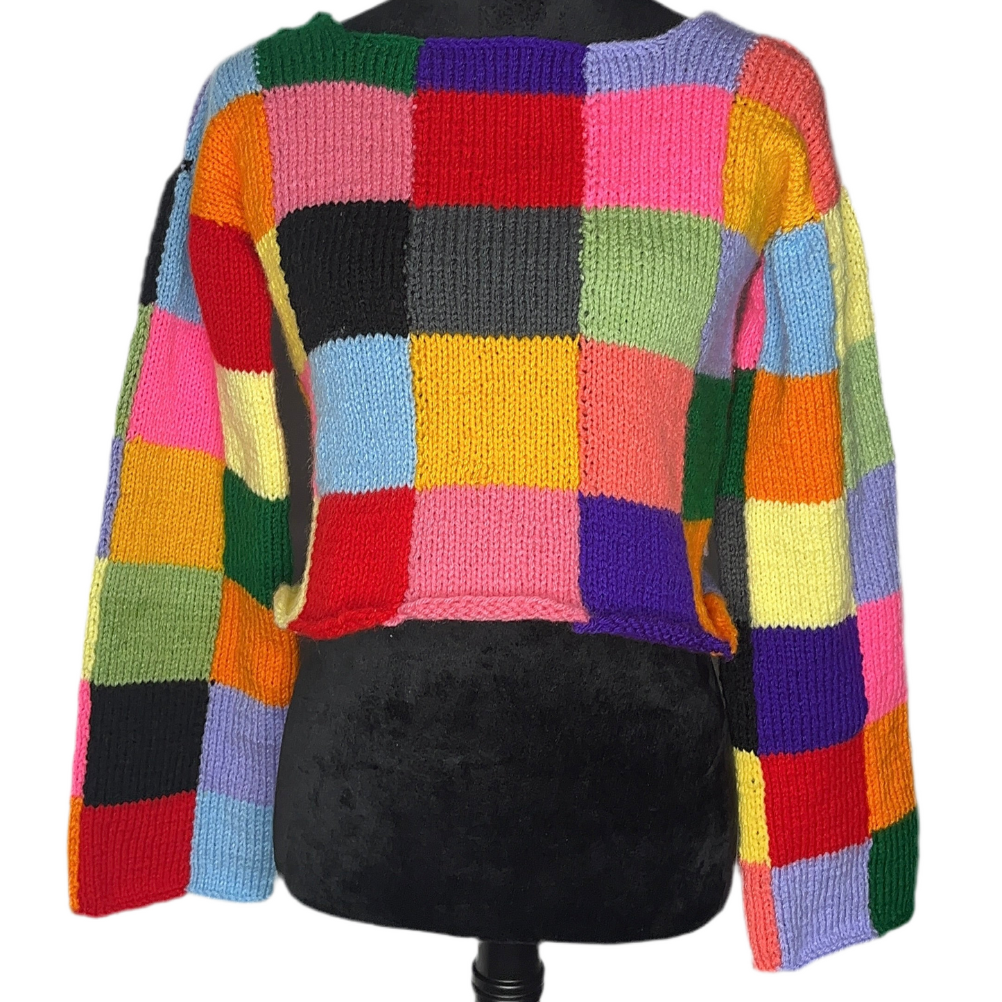 Size Small Handmade Colorful Patchwork Knit Sweater