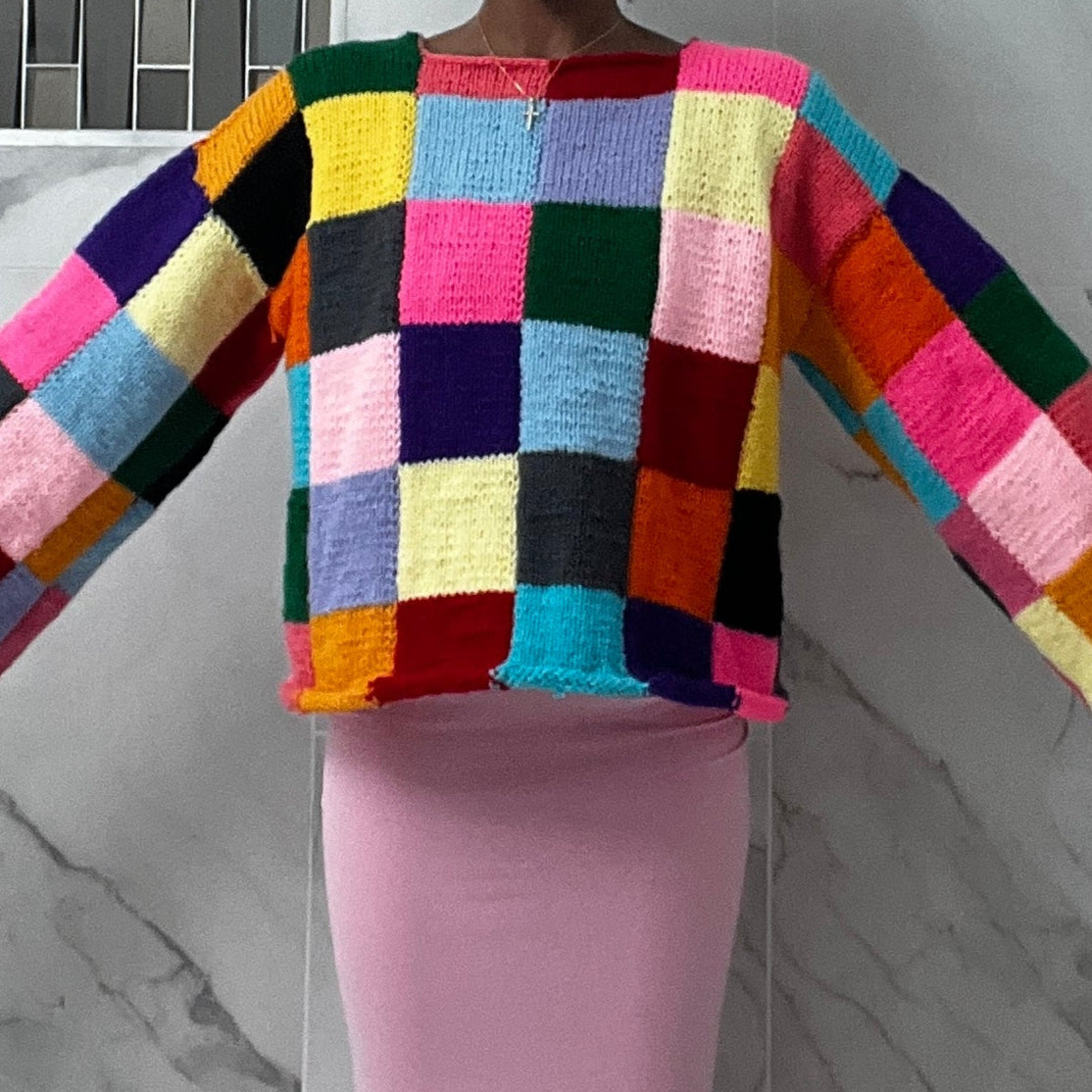 Size Large Multicolor Patchwork Sweater