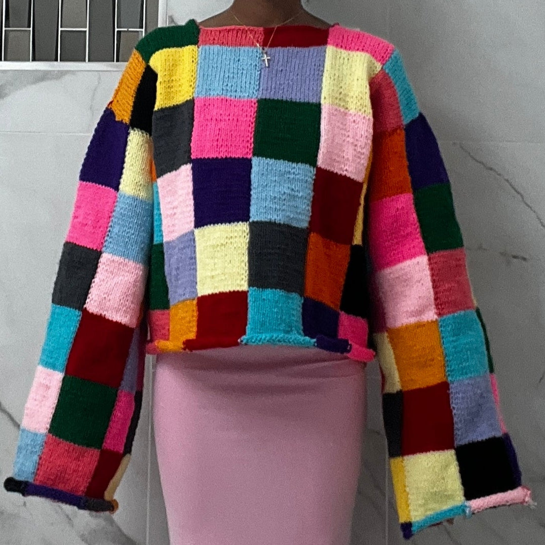Size Large Multicolor Patchwork Sweater