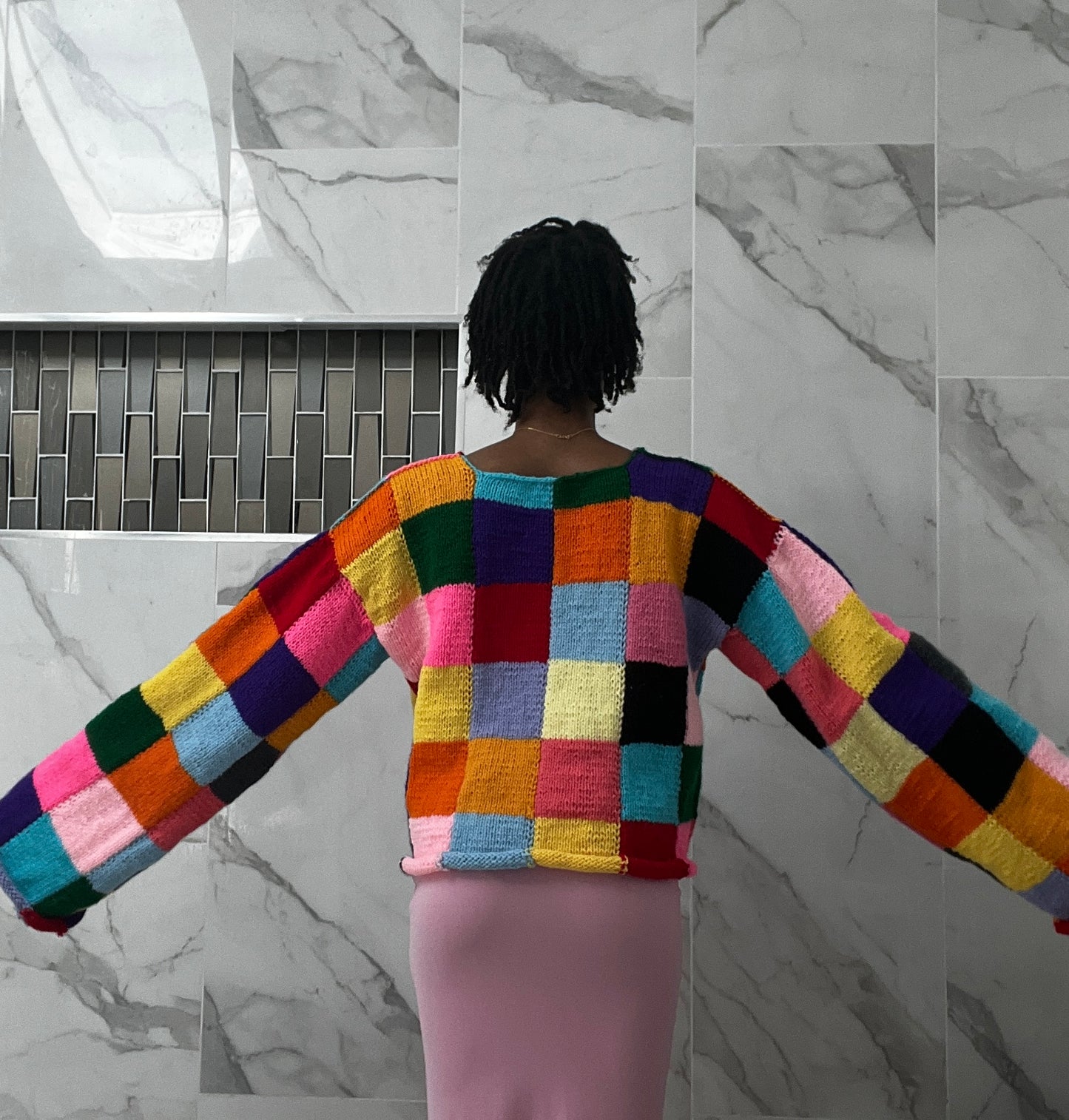 Size Large Multicolor Patchwork Sweater