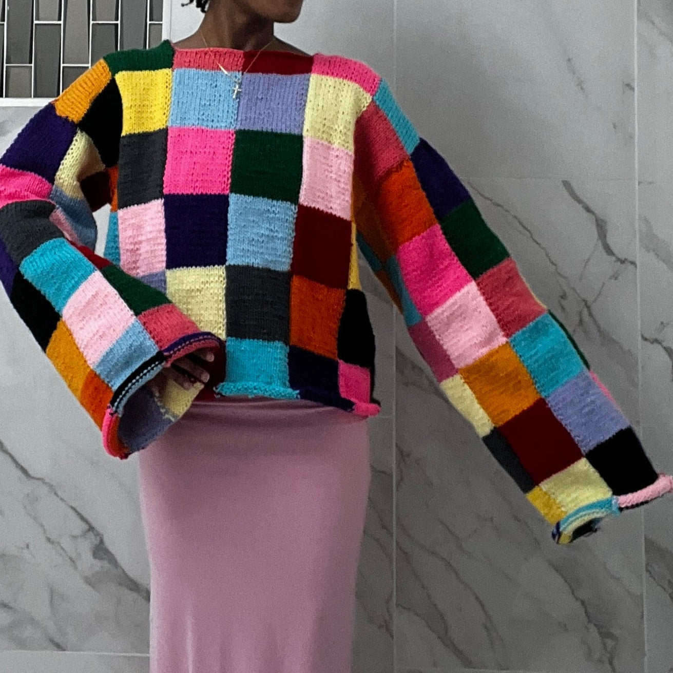 Size Large Multicolor Patchwork Sweater
