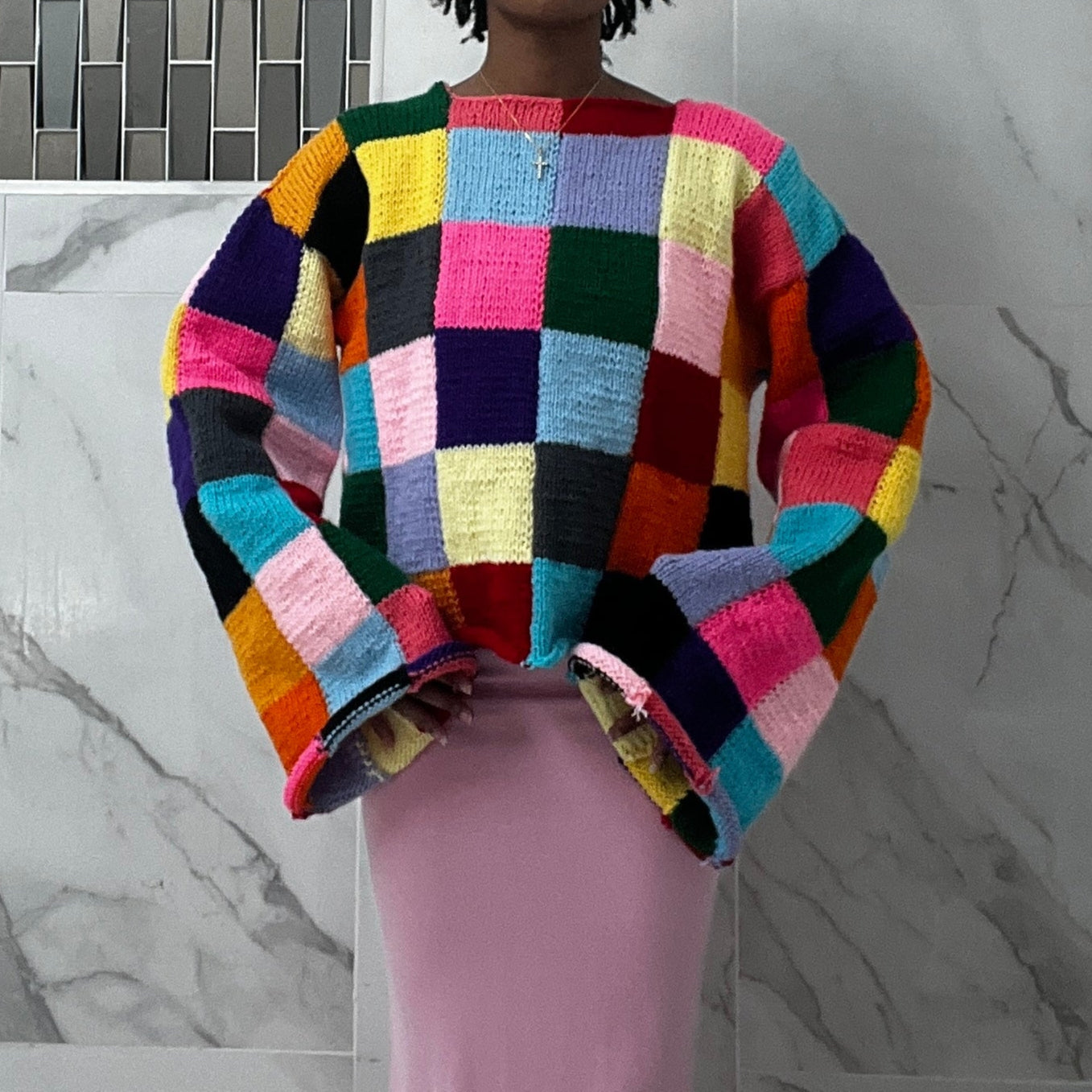 Size Large Multicolor Patchwork Sweater