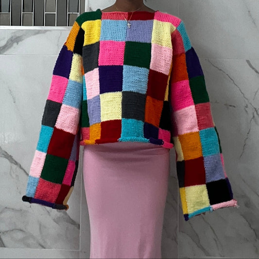 Size Large Multicolor Patchwork Sweater